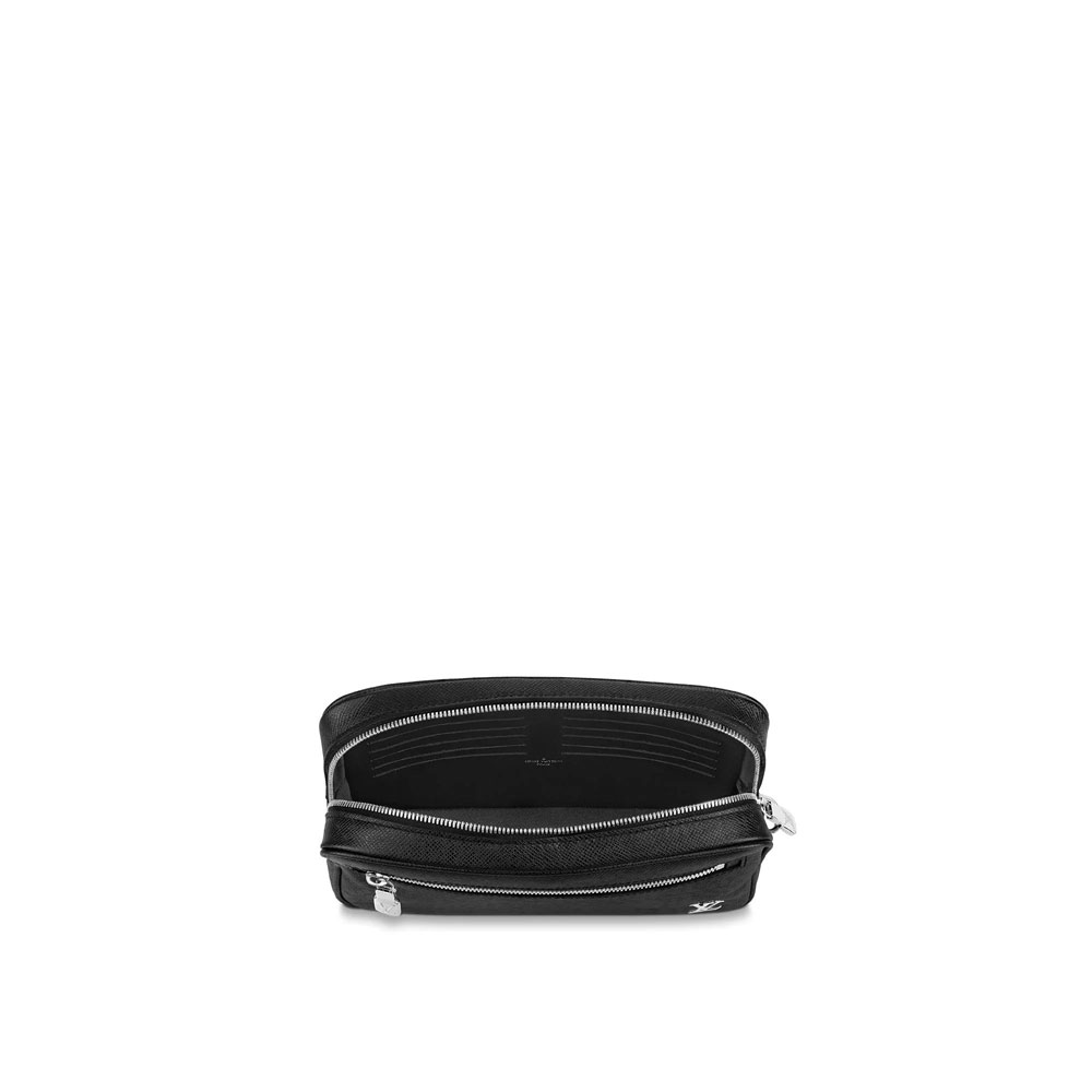 Louis Vuitton Pochette Kasai Taiga Leather in Black M30441 - Photo-3