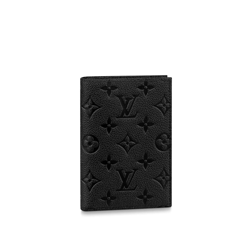 LV Passport Cover Monogram Empreinte Leather in Black M63914