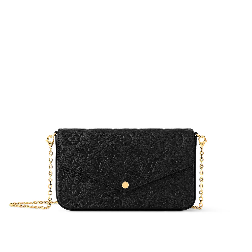 LV Pochette Felicie Bag in Monogram Empreinte Leather Black M82477