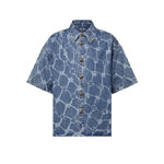 Louis Vuitton Monogram Printed Short-Sleeved Denim Shirt 1AFQZ1