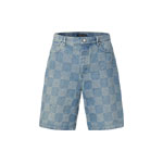 Louis Vuitton Damier 3D Light Denim Shorts 1AHVDS