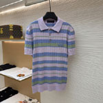 Louis Vuitton Stripy Cable-Knit Polo Shirt 1AKO33