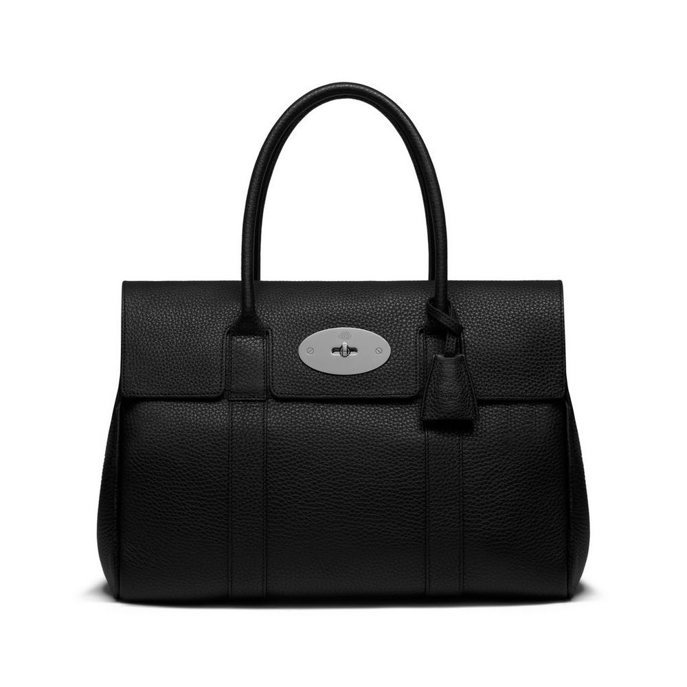Mulberry Bayswater in Black Soft Grain With Silver Tone HH2141 127A237
