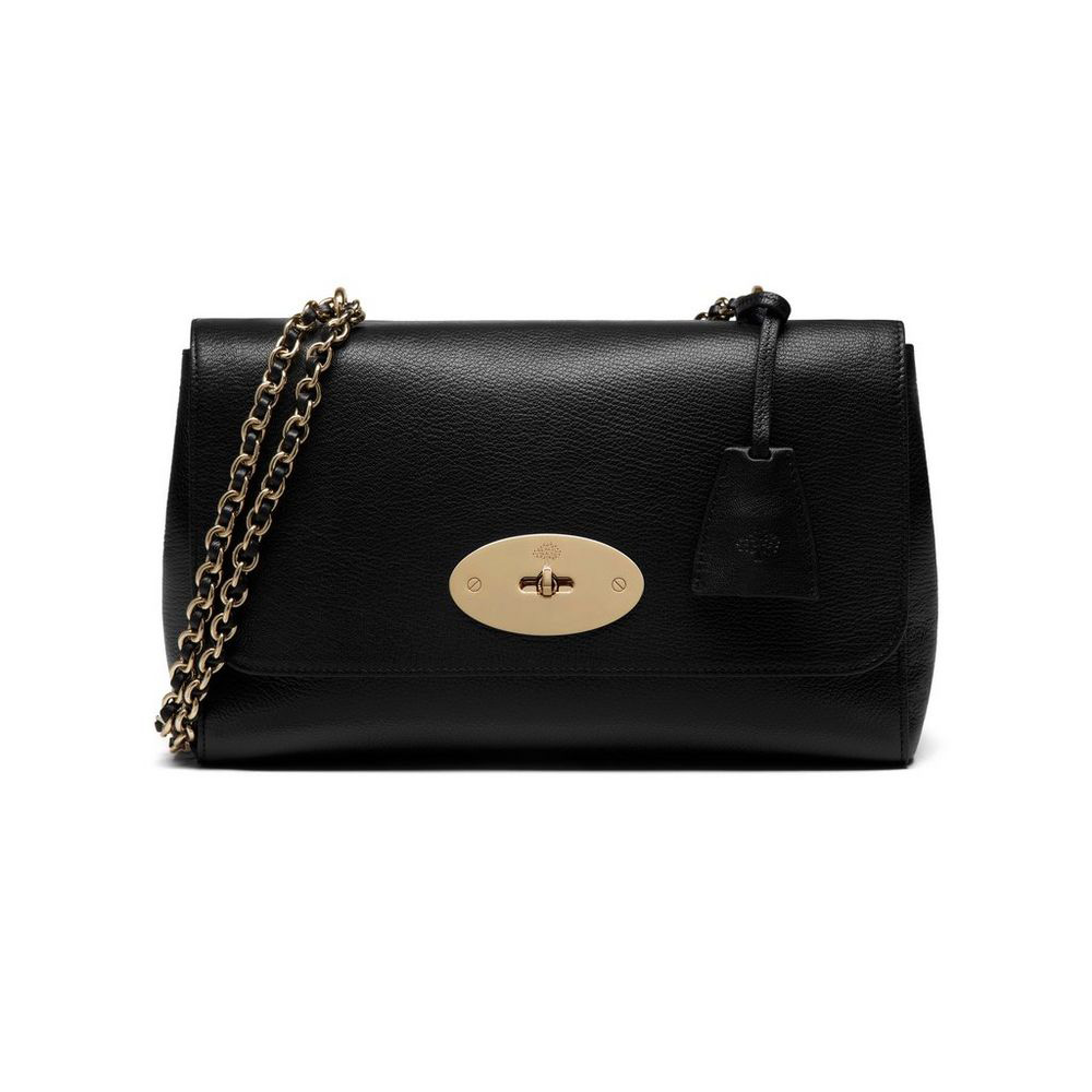 Mulberry Medium Lily in Black Glossy Goat With Soft Gold HH3297 874A100