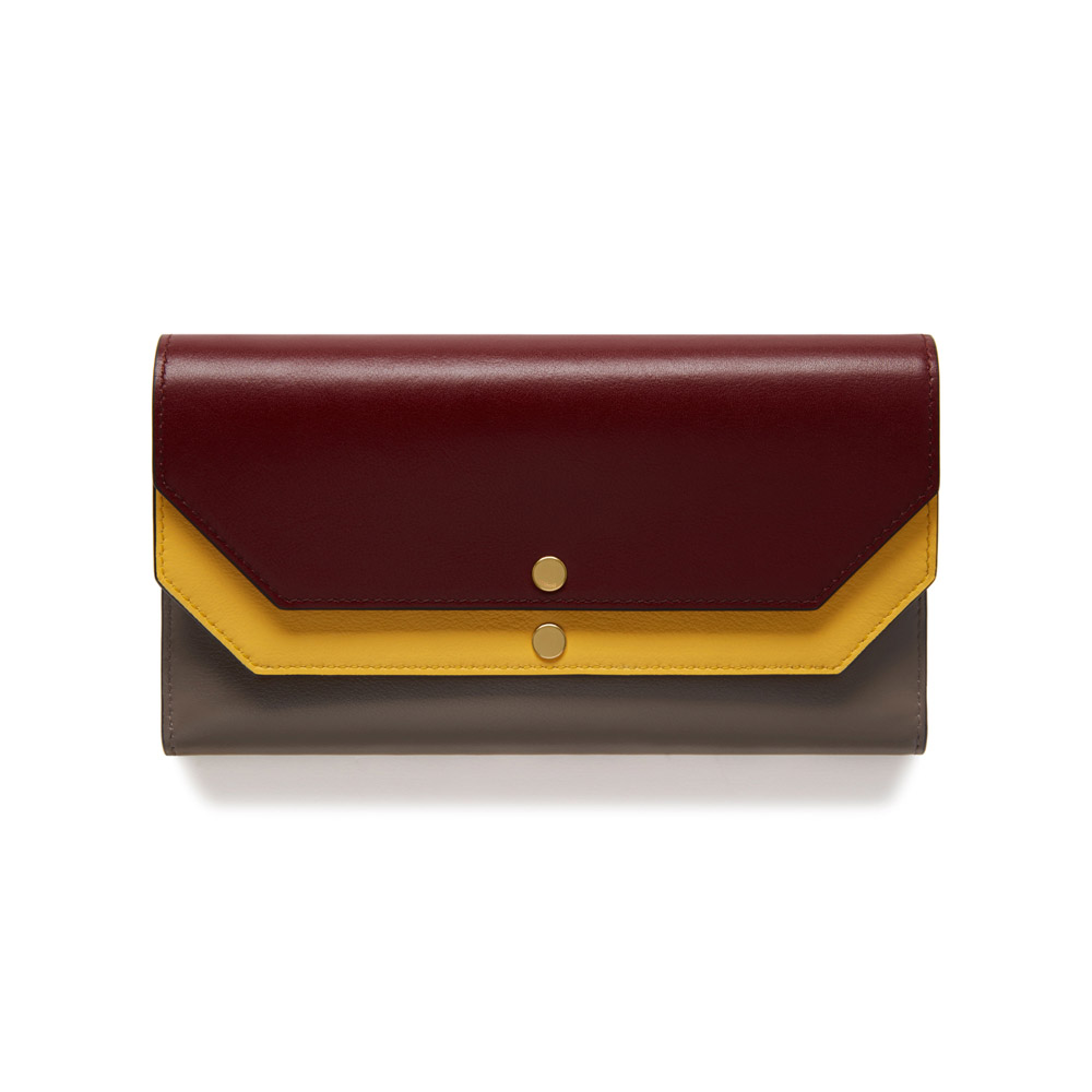 Mulberry Multiflap Wallet in Sunflower Clay Crimson Smooth Calf RL4978 353Z642