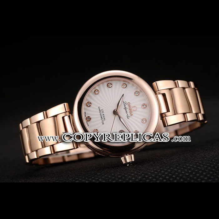Omega DeVille Ladymatic Rose Gold Stainless Steel Strap White Dial OMG6435 - Photo-2
