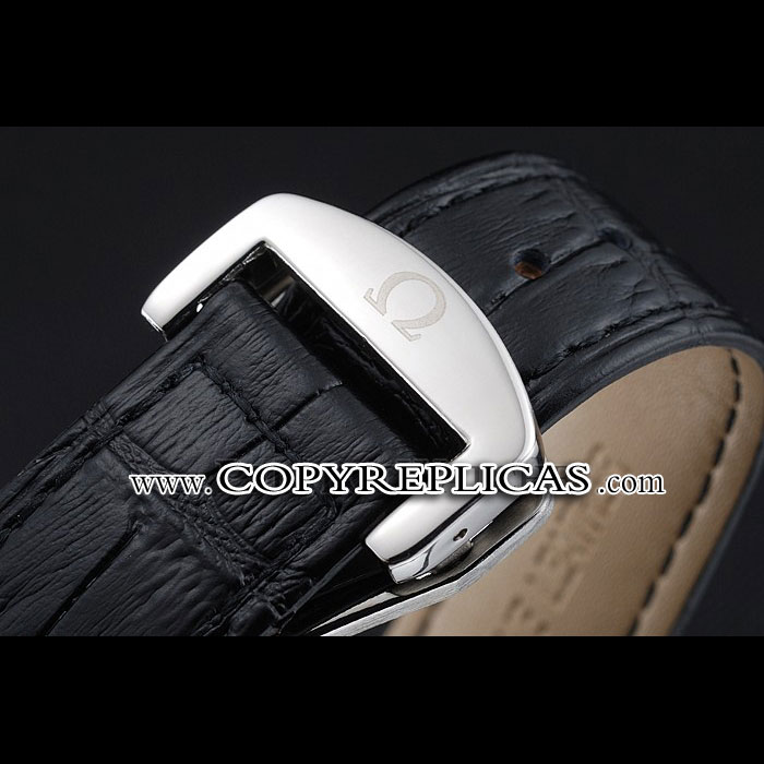 Omega DeVille Black Dial Stainless Steel Case Black Leather Strap OMG6440 - Photo-3