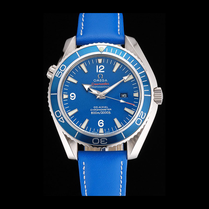 Omega Seamaster Planet Ocean Blue Dial Blue Leatherl Bracelet OMG6441