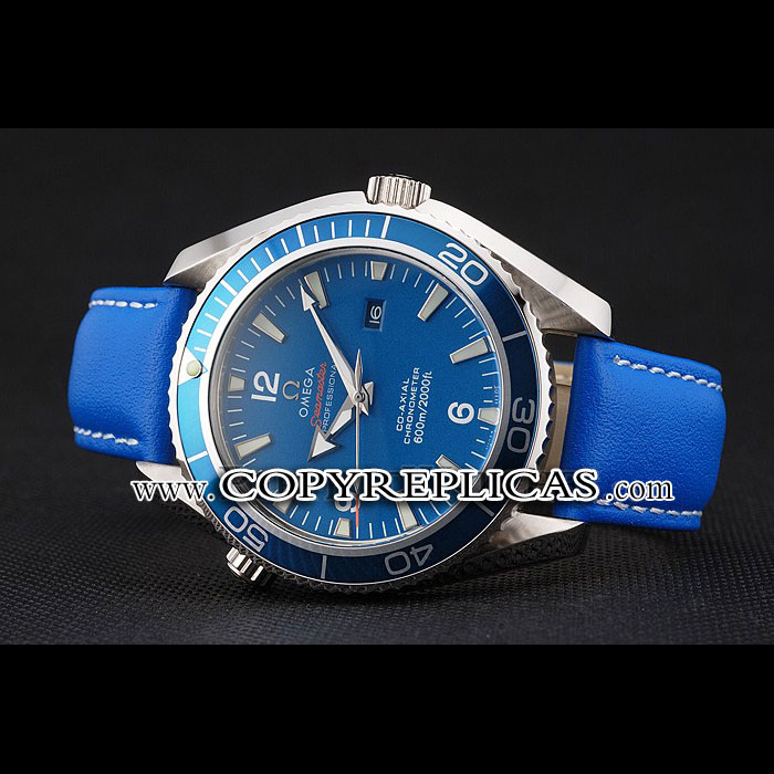 Omega Seamaster Planet Ocean Blue Dial Blue Leatherl Bracelet OMG6441 - Photo-2