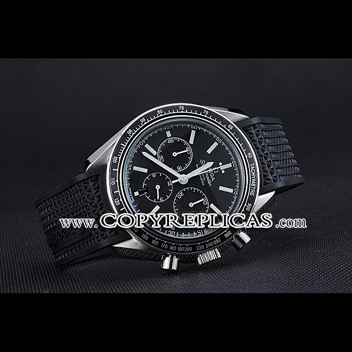 Omega Speedmaster Black Rubber Strap Black Dial Watch OMG6442 - Photo-2