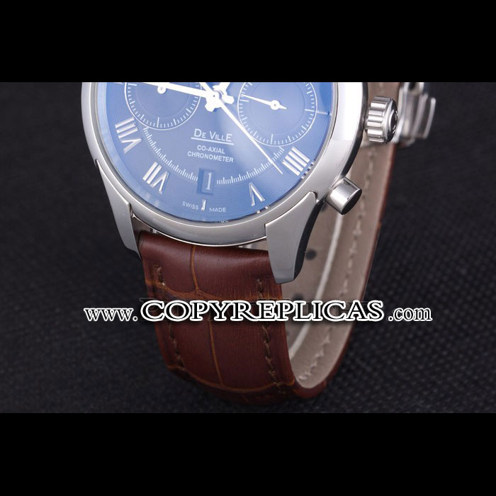 Omega DeVille Silver Bezel with Grey Dial and Brown Leather Strap OMG6446 - Photo-4