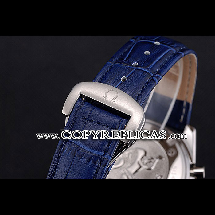 Omega Speedmaster Blue Dial Stainless Steel Case Blue Leather Strap OMG6454 - Photo-3
