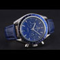 Omega Speedmaster Blue Dial Stainless Steel Case Blue Leather Strap OMG6454 - thumb-2