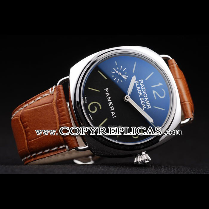 Panerai Radiomir Polished Stainless Steel Case Black Dial Brown Leather Strap PAM6480 - Photo-2
