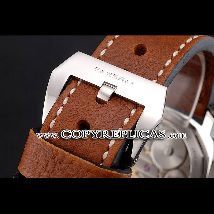 Panerai Luminor Marina Stainless Steel Bezel Brown Leather Bracelet PAM6491 - Photo-4