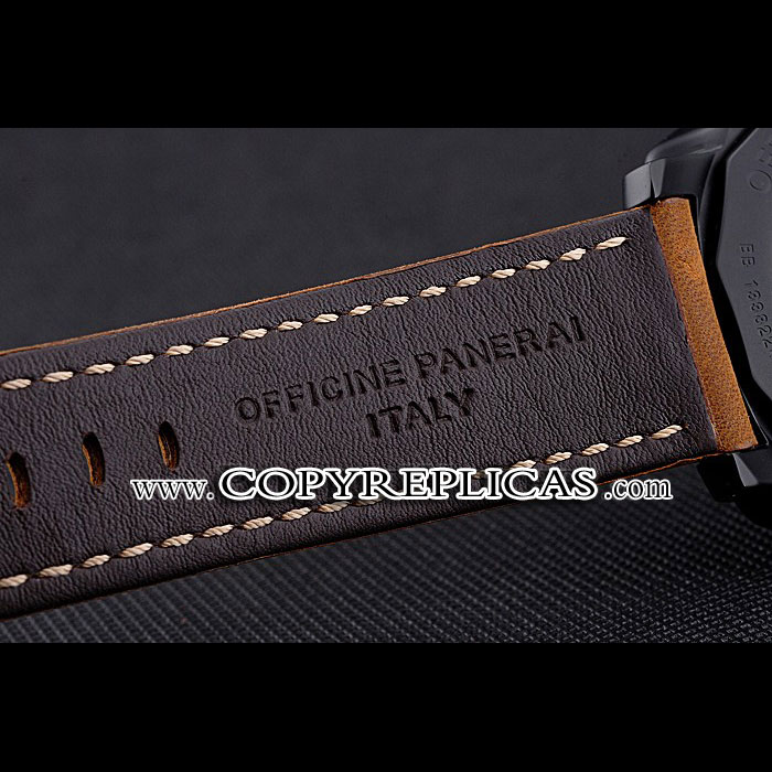 Panerai Luminor Marina Black Dial Matte Black Steel Case Brown Suede Leather Strap PAM6508 - Photo-4