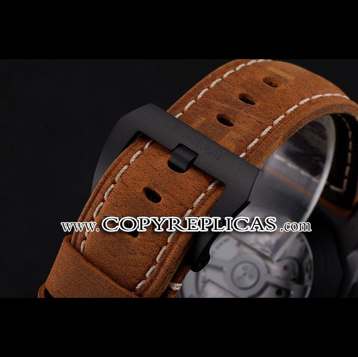 Swiss Panerai Luminor GMT Ceraica Black Dial Black Case Brown Leather Strap PAM6524 - Photo-3