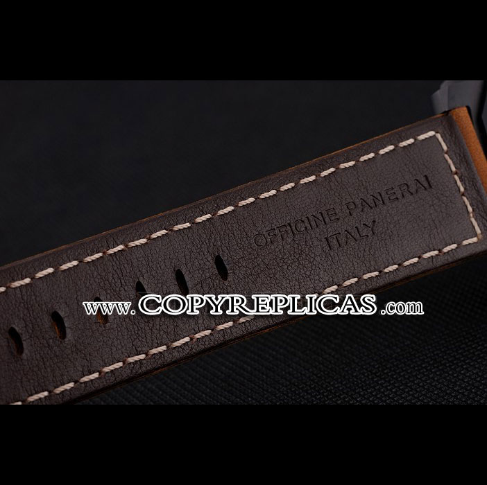 Swiss Panerai Luminor GMT Ceraica Black Dial Black Case Brown Leather Strap PAM6524 - Photo-4