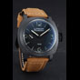 Panerai Luminor Black Ionized Stainless Steel Case Black Dial Brown Suede Leather Strap PAM6512 - thumb-2