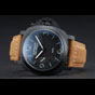Panerai Luminor Black Ionized Stainless Steel Case Black Dial Brown Suede Leather Strap PAM6512 - thumb-3