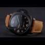 Panerai Luminor 1950 GMT Ceramica Black Dial Matte Black Case Brown Suede Leather Strap PAM6515 - thumb-2