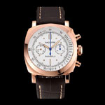 Swiss Panerai Radiomir 1940 Chronograph White Dial Rose Gold Case Brown Leather Strap PAM6518