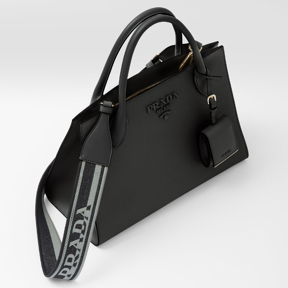Black Prada Monochrome Medium Saffiano Bag 1BA155 2ERX F0002 - Photo-2