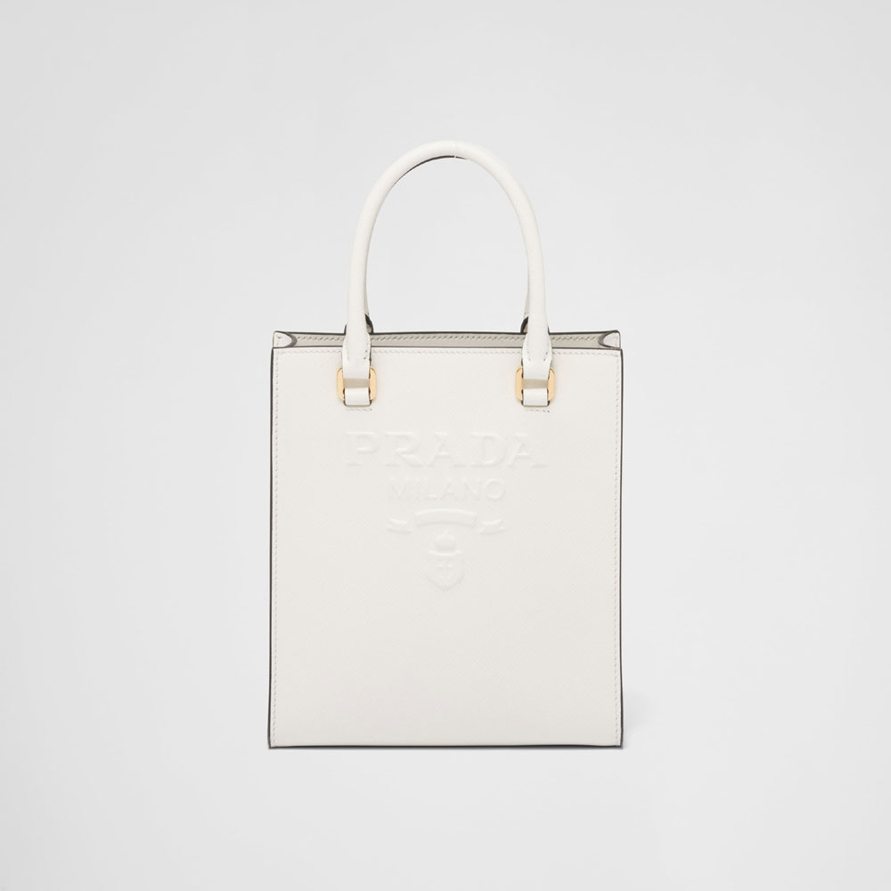 Prada White Saffiano Handbag 1BA333 NZV F0009