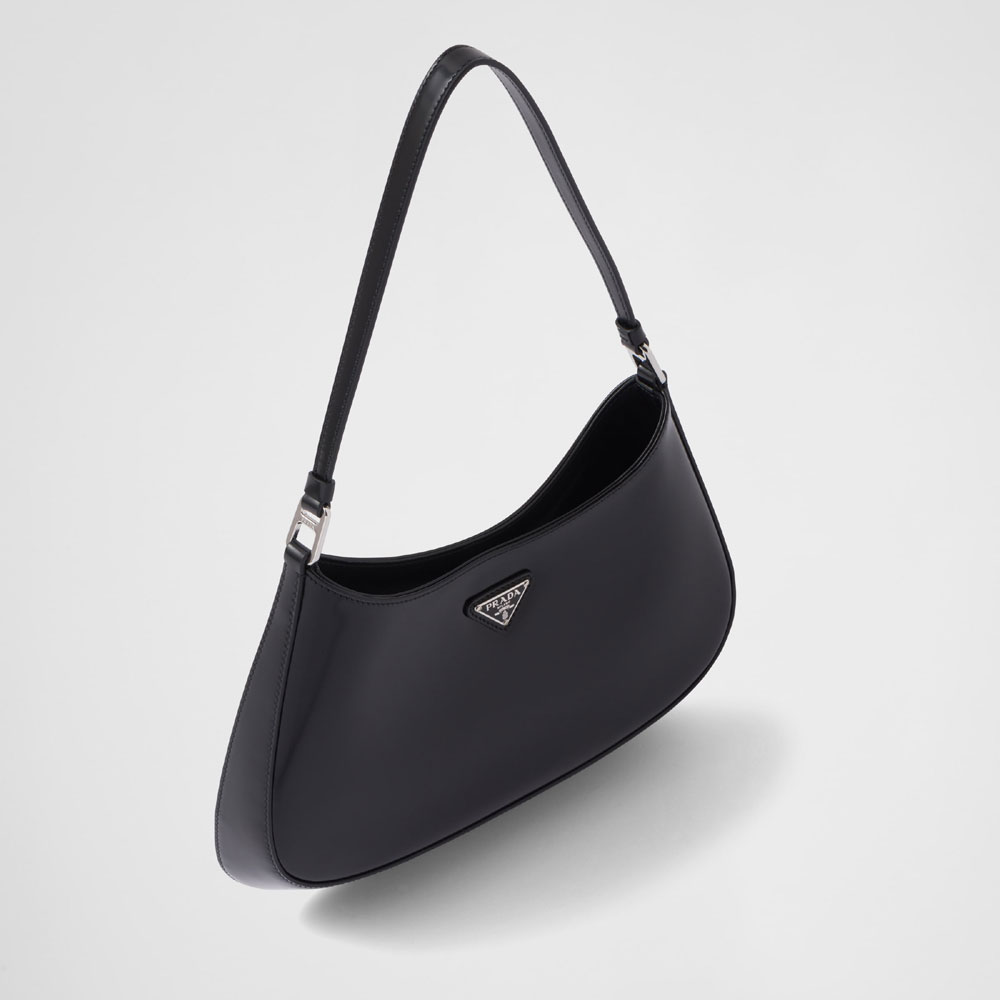 Black Prada Cleo Brushed Leather Shoulder Bag 1BC499 ZO6 F0002 - Photo-2