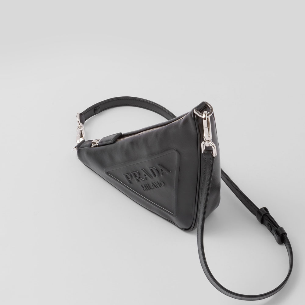 Black Prada Triangle Leather Mini-bag 1BC543 2BYA F0002 - Photo-2