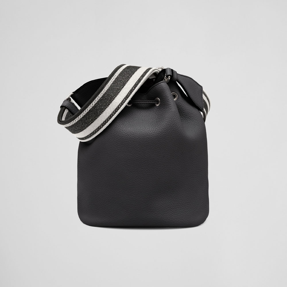 Prada Black Leather Bucket Bag 1BE060 2DKV F0002 - Photo-3