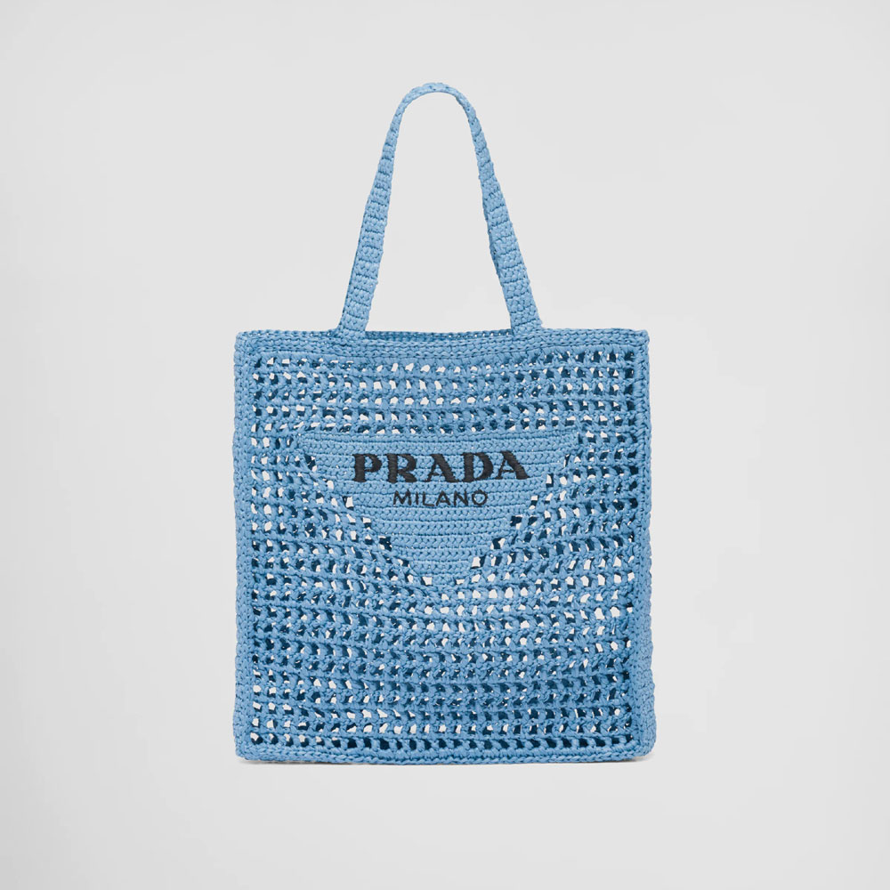 Prada Light Blue Raffia tote bag 1BG393 2A2T F0076