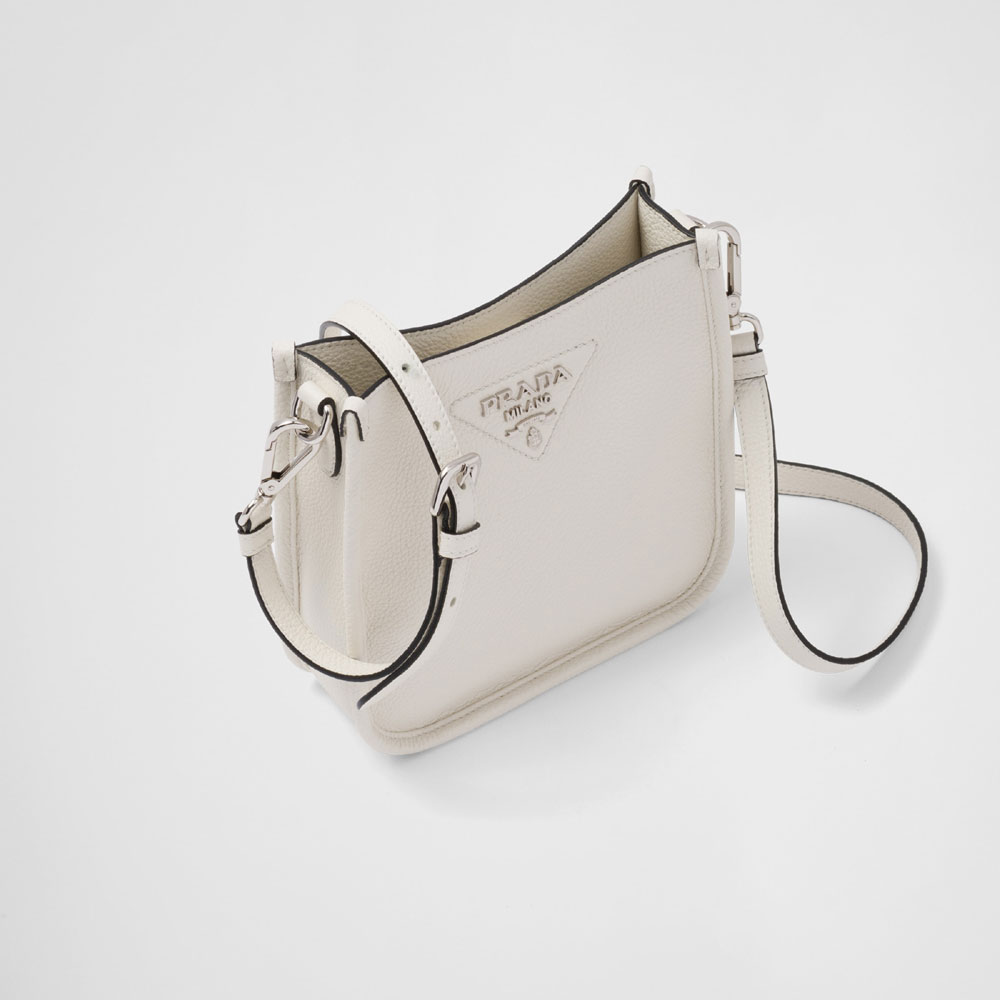 Prada White Leather Mini Shoulder Bag 1BH191 2DKV F0009 - Photo-2