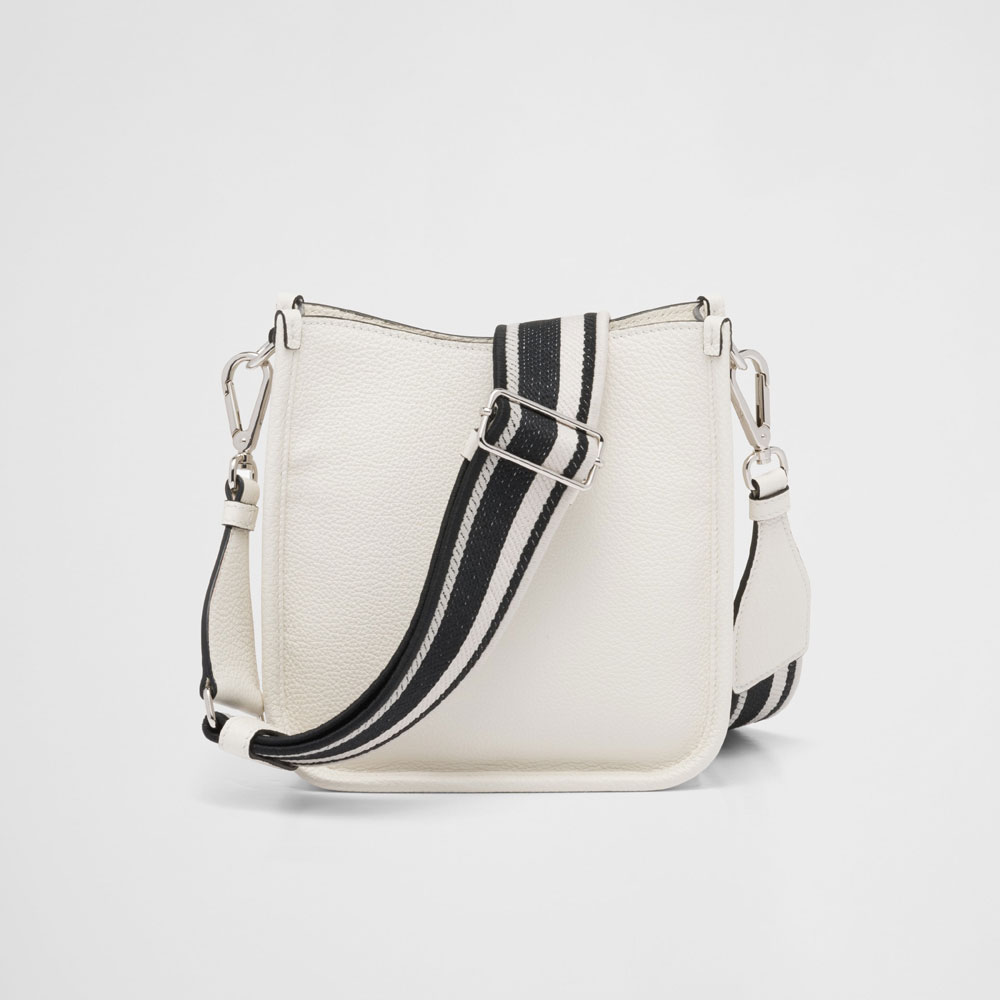 Prada White Leather Mini Shoulder Bag 1BH191 2DKV F0009 - Photo-3