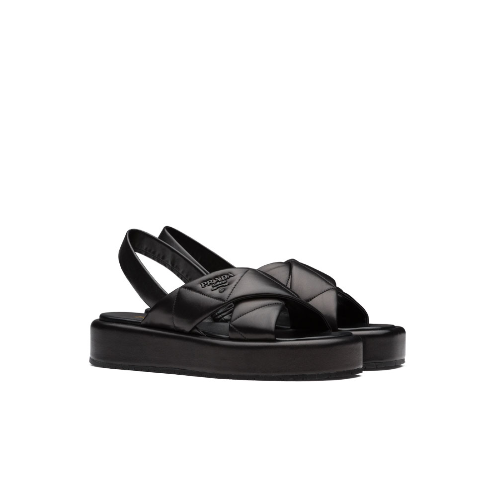 Prada Quilted nappa leather flatform sandals 1XZ749 038 F0002