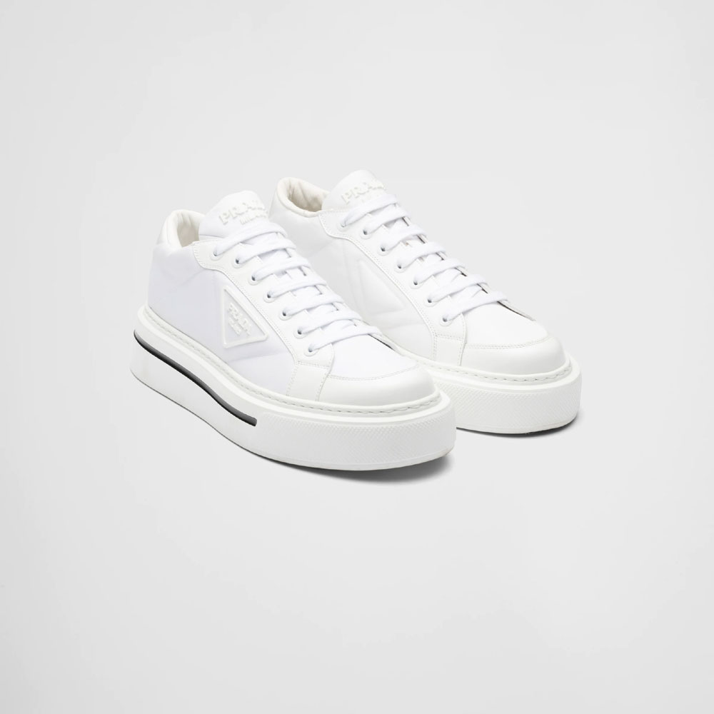 White Prada Macro Re-Nylon brushed sneakers 2EG376 3LF5 F0009