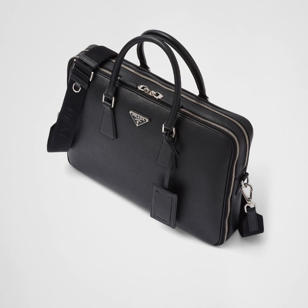 Prada Saffiano leather briefcase 2VE022 9Z2 F0002 - Photo-2