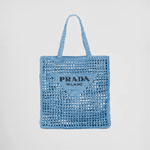 Prada Light Blue Raffia tote bag 1BG393 2A2T F0076