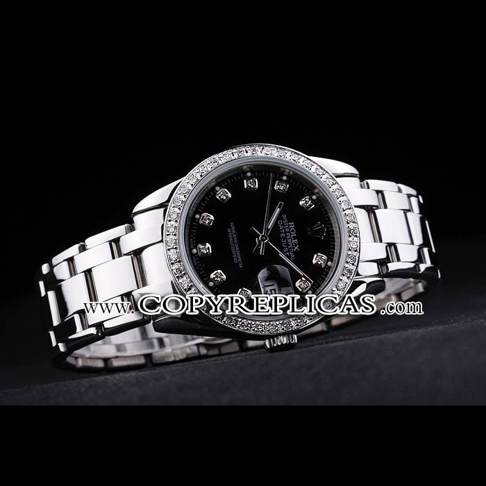 Rolex DateJust Black Dial Diamond Bezel Stainless Steel Bracelet RL6609 - Photo-2