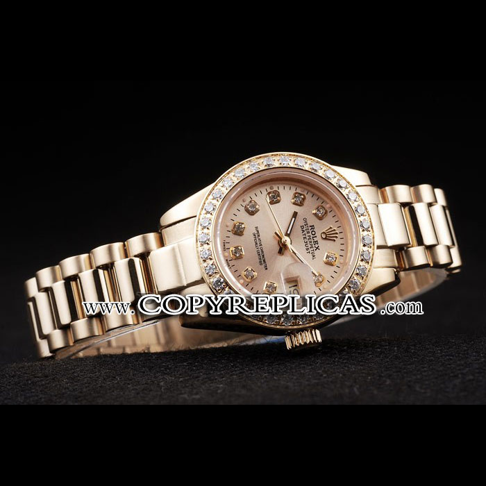 Rolex Datejust 18k Yellow Gold Plated Stainless Steel Diamond Plated RL6610 - Photo-2