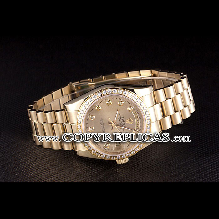 Rolex Day-Date 18k Yellow Gold Plated Stainless Steel Gold Dial RL6613 - Photo-2