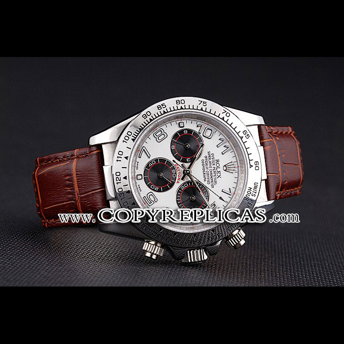Rolex Daytona Stainless Steel Case White Dial Brown Leather Strap RL6630 - Photo-2