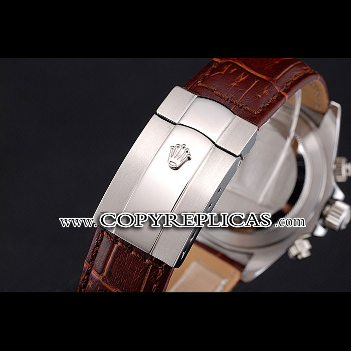 Rolex Daytona Stainless Steel Case White Dial Brown Leather Strap RL6630 - Photo-3