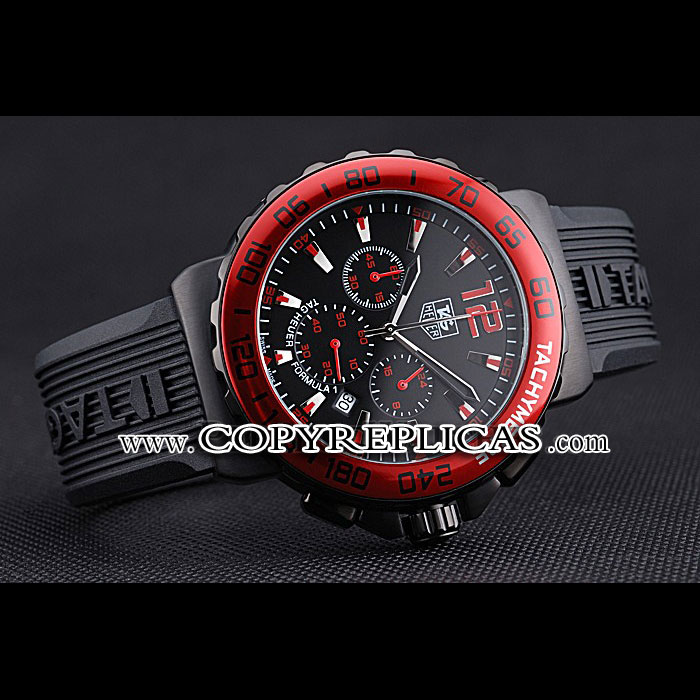 Tag Heuer Formula 1 Chronograph Black Dial Red Bezel Red Numerals TG6667 - Photo-2