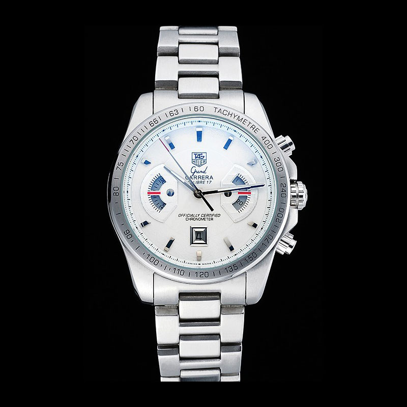 Tag Heuer Grand Carrera Stainless Steel Bracelet White Dial TG6669