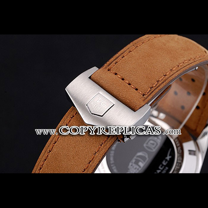Tag Heuer Carrera SpaceX-7 White Dial Silver Stainless Steel Case Brown Suede Strap TG6673 - Photo-3