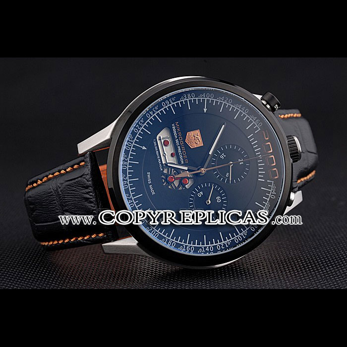 Tag Heuer MikroTimer Black Dial Black Perforated Leather Strap TG6684 - Photo-2