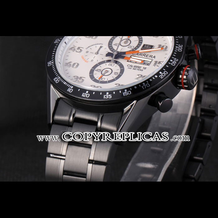 Tag Heuer Carrera Ion Plated Stainless Steel Bracelet White Dial TG6685 - Photo-3