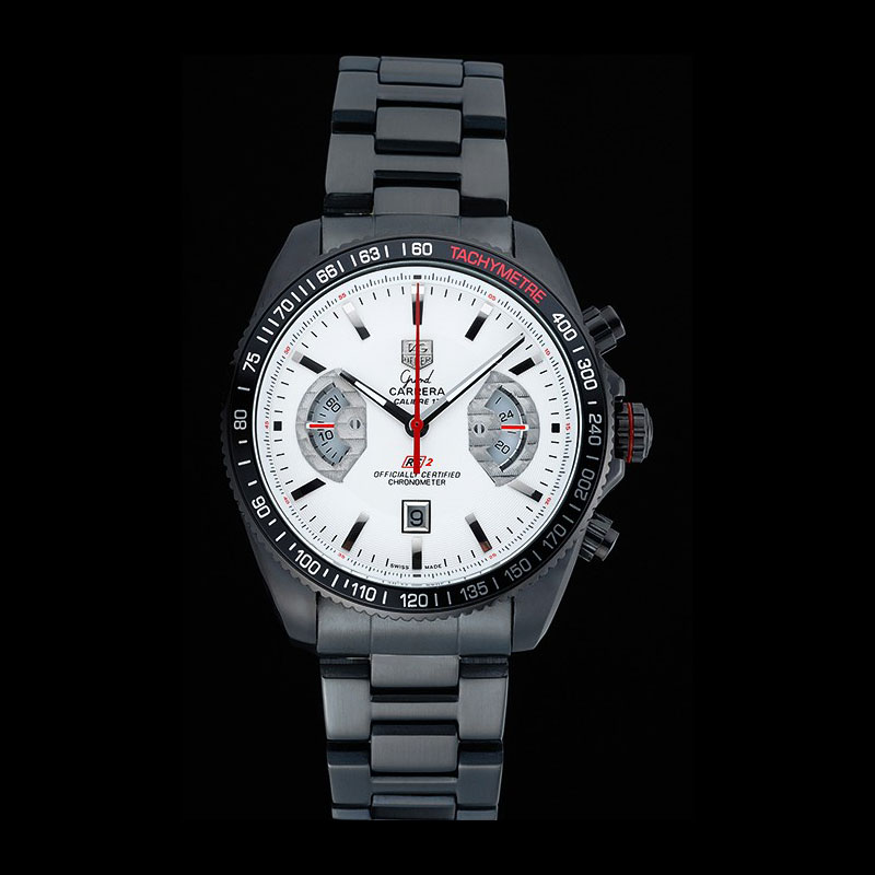 Tag Heuer Carrera Black Stainless Steel Case White Dial TG6687