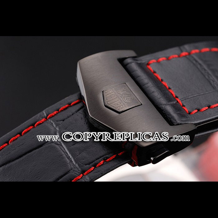 Tag Heuer Monaco Black-Red Perforated Leather Strap White Dial TG6688 - Photo-3